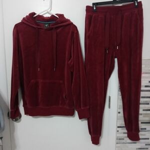 Houston White 2 Pc. Retro Style Burgundy Crushed Velvet Track Suit/Loungewear